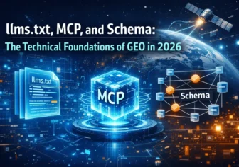 Illustration Of Llms.txt MCP And Schema Powering GEO In  By AI SEO Agency Predicta Digital X
